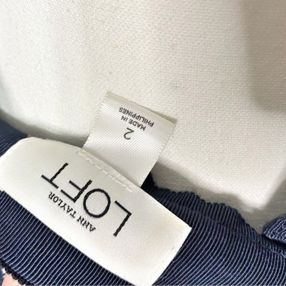 Loft Linen Blend Lightweight Lavender, Navy and White Mini Skirt - Picture 4 of 9